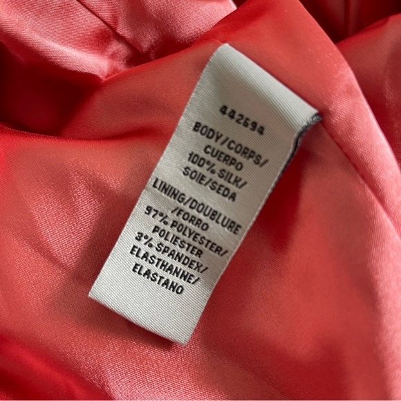 NWT Monique Lhuillier Silk Midi Dress Floral Orange Multicolor Pleated Size 12 - Picture 7 of 7